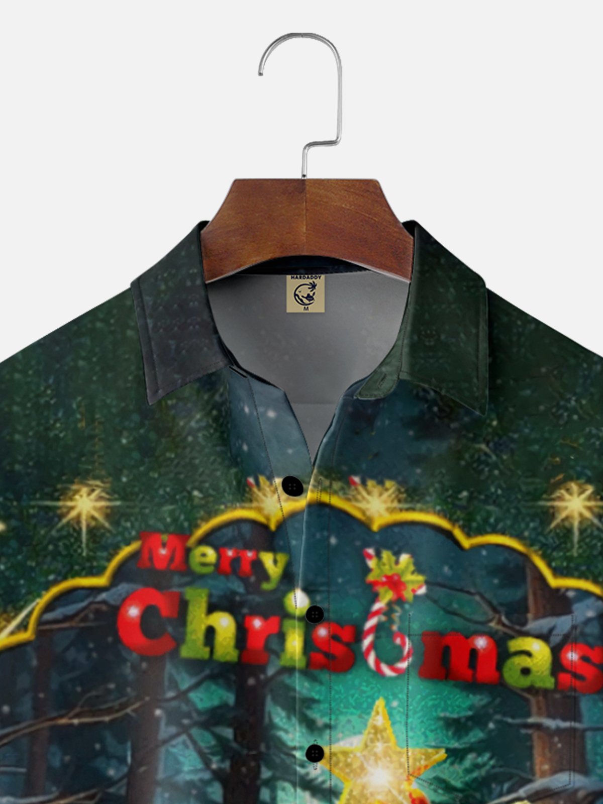 Moisture Wicking Merry Christmas Bear Chest Pocket Hawaiian Shirt