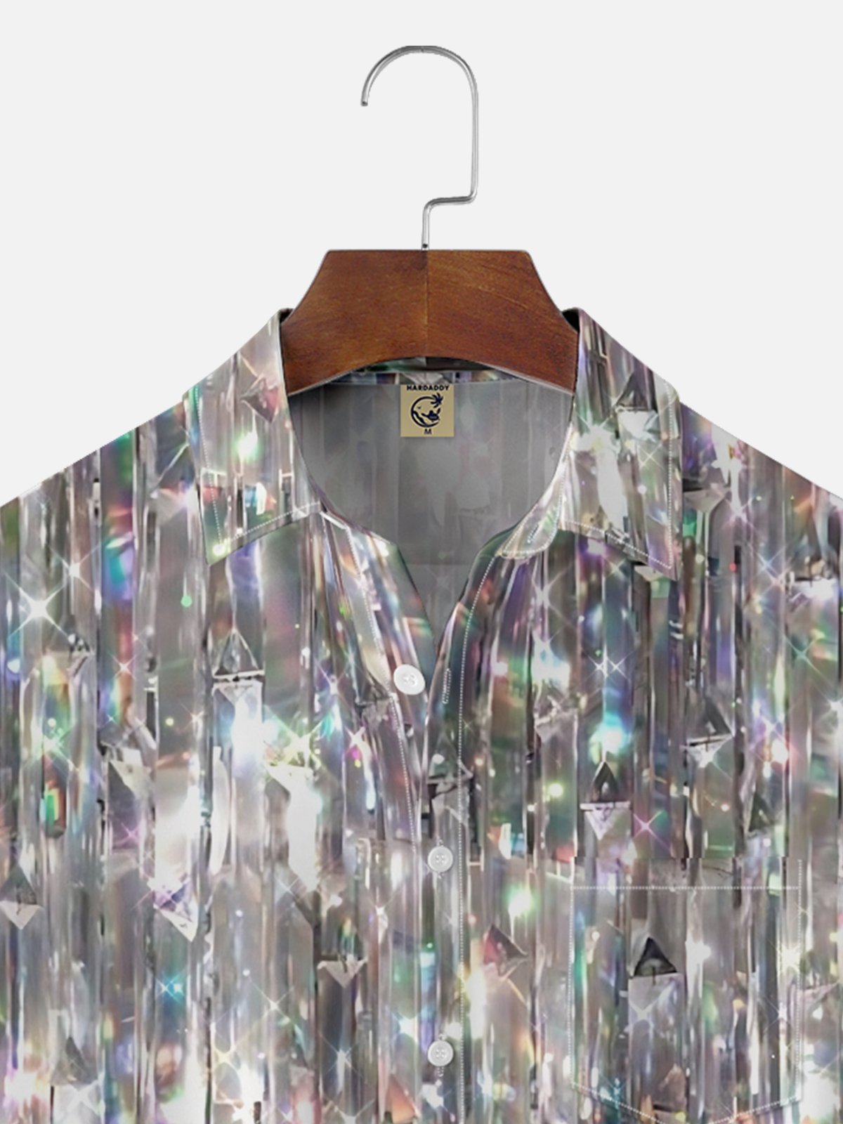 Moisture-wicking Party Glitter Sequin Art Chest Pocket Casual Shirt