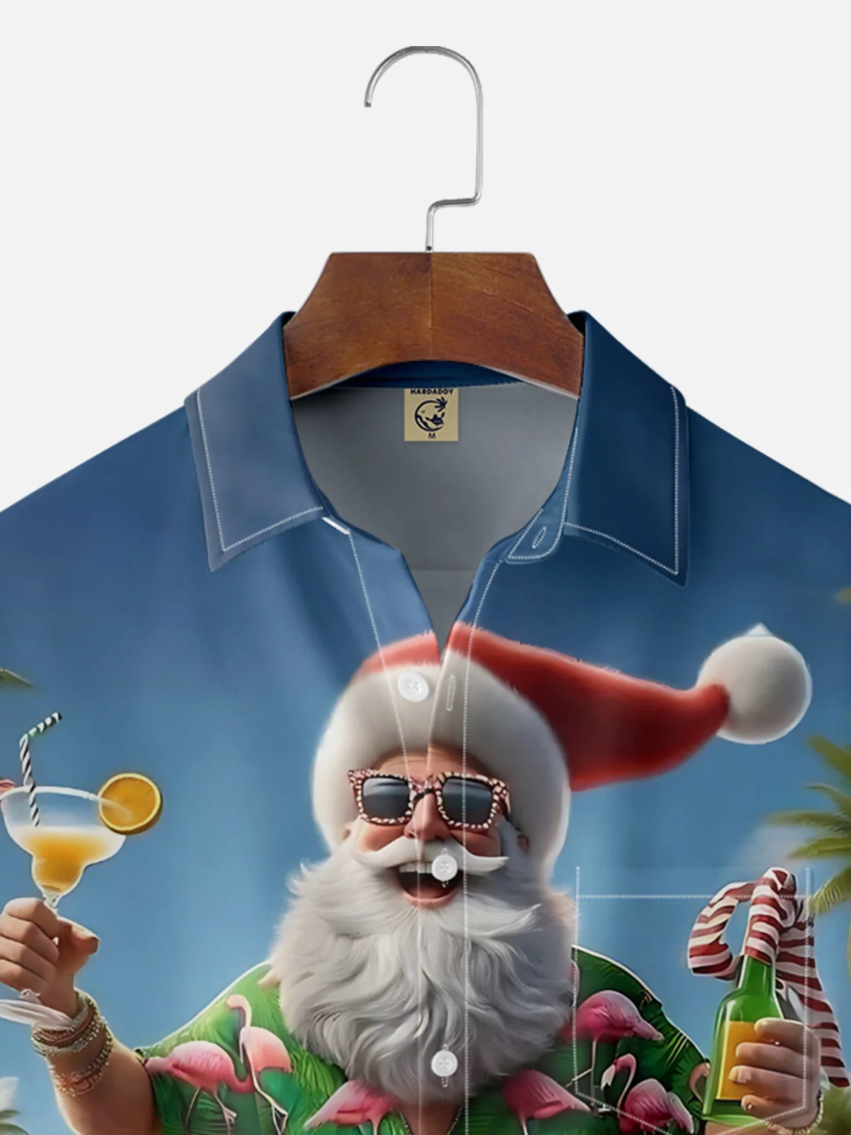 Moisture-wicking Christmas Santa Croc Beach Chest Pocket Casual Shirt