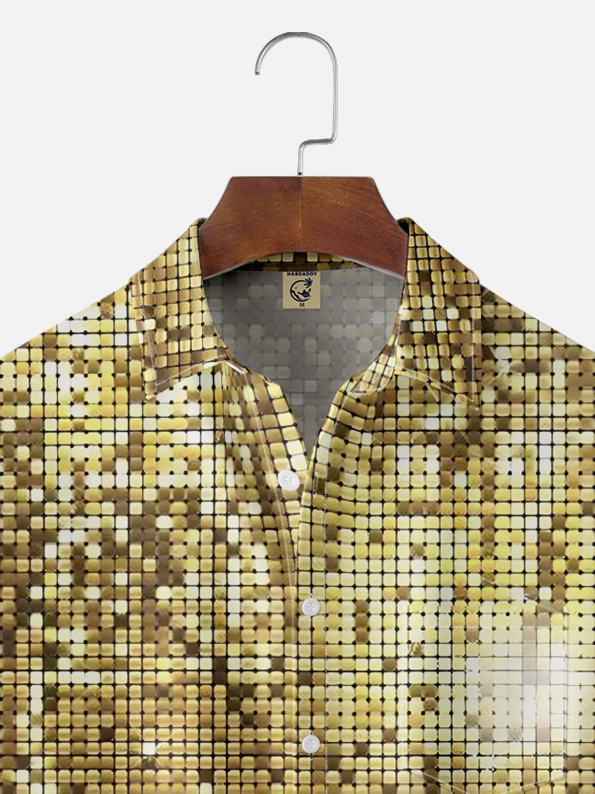 Moisture-wicking Party Gold Glitter Sequin Art Chest Pocket Casual Shirt