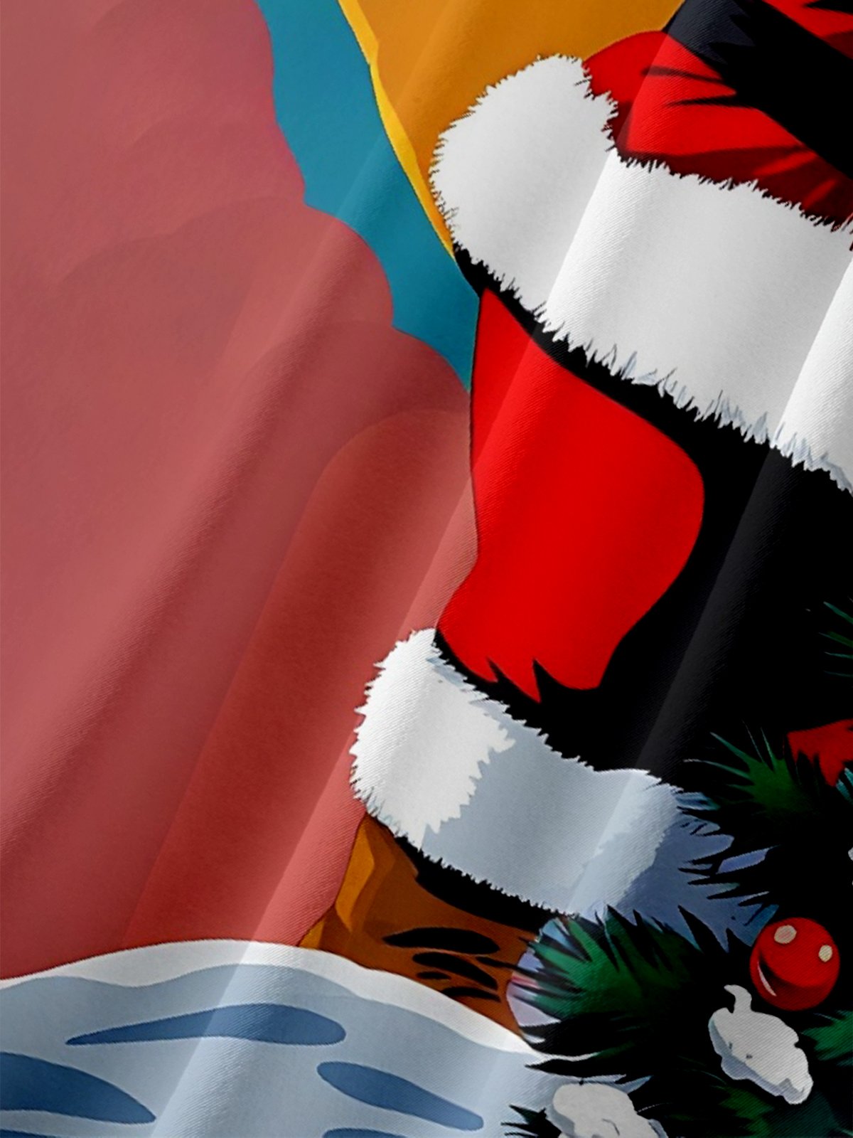 Moisture-wicking Christmas Santa Claus Chest Pocket Casual Shirt