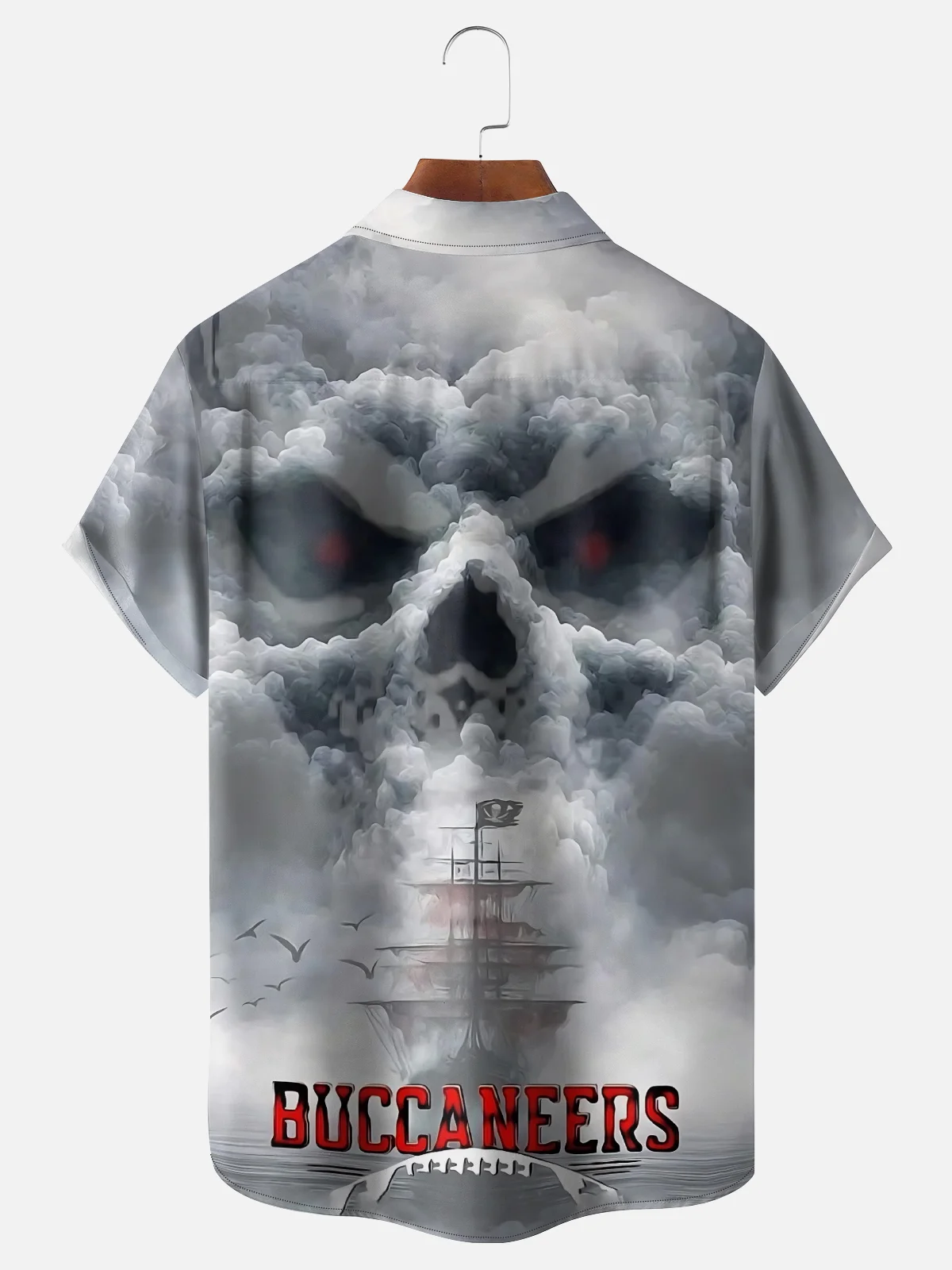 Moisture-wicking Buccaneers Skull Art Chest Pocket Casual Shirt