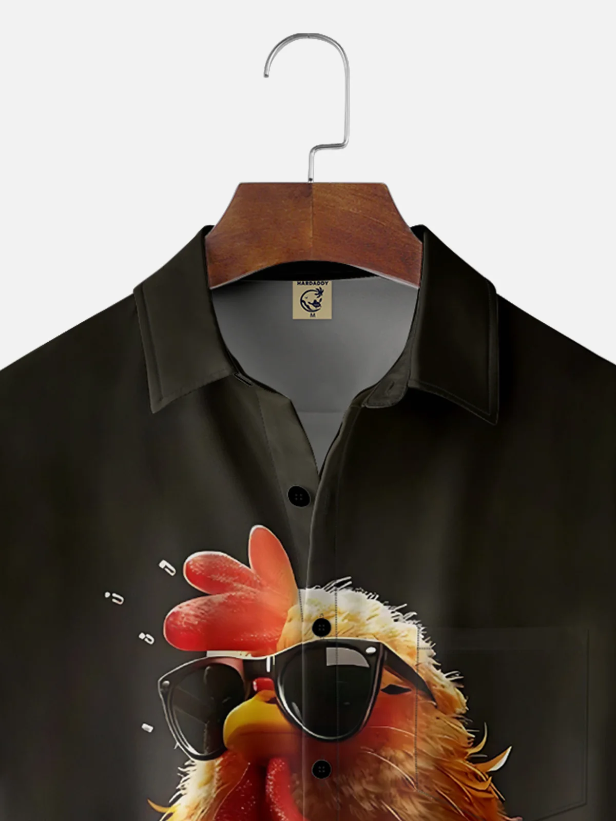 Moisture Wicking Funny Cool Rooster Chest Pocket Hawaiian Shirt