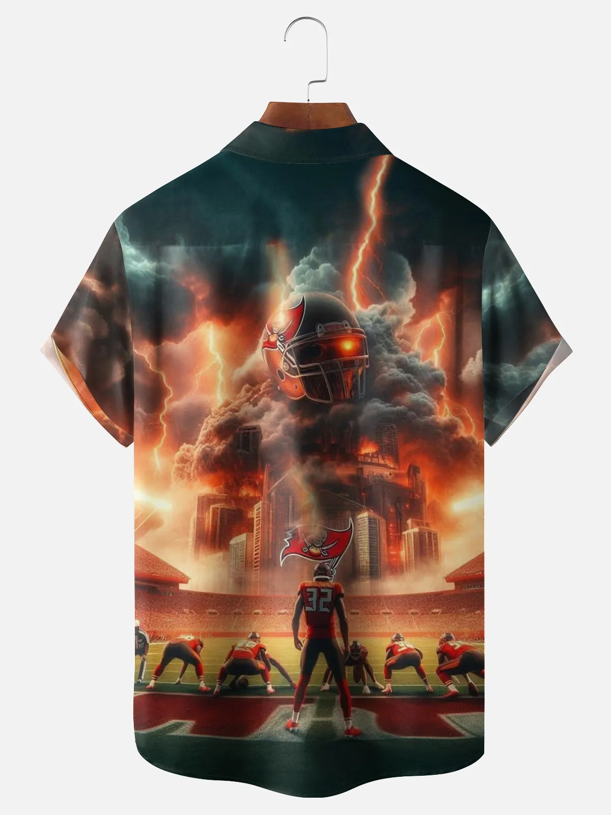 Moisture-wicking American Football Pittsburgh Art Pirates Chest Pocket Casual Shirt