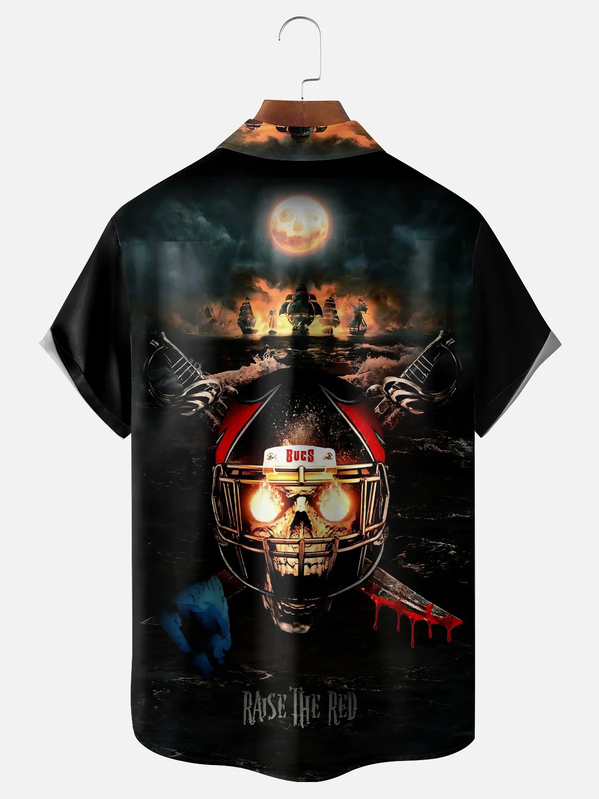Moisture-wicking American Football Pittsburgh Art Pirates Chest Pocket Casual Shirt