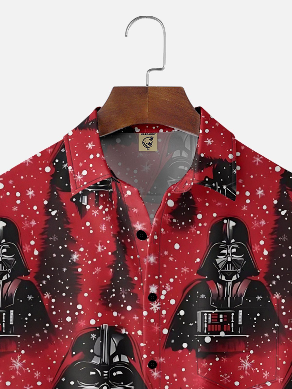 Moisture-Wicking Christmas The Mandalorian Snowflake Christmas Tree Chest Pocket Hawaiian Shirt