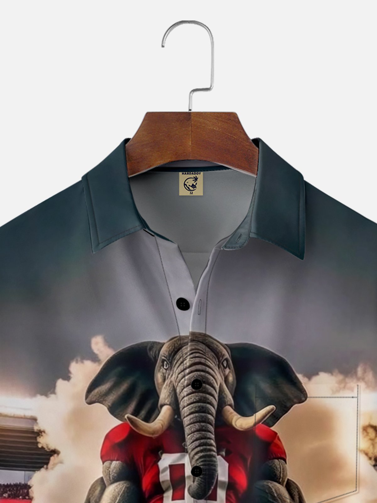 Moisture-wicking American Football Alabama Art Elephant Chest Pocket Casual Shirt