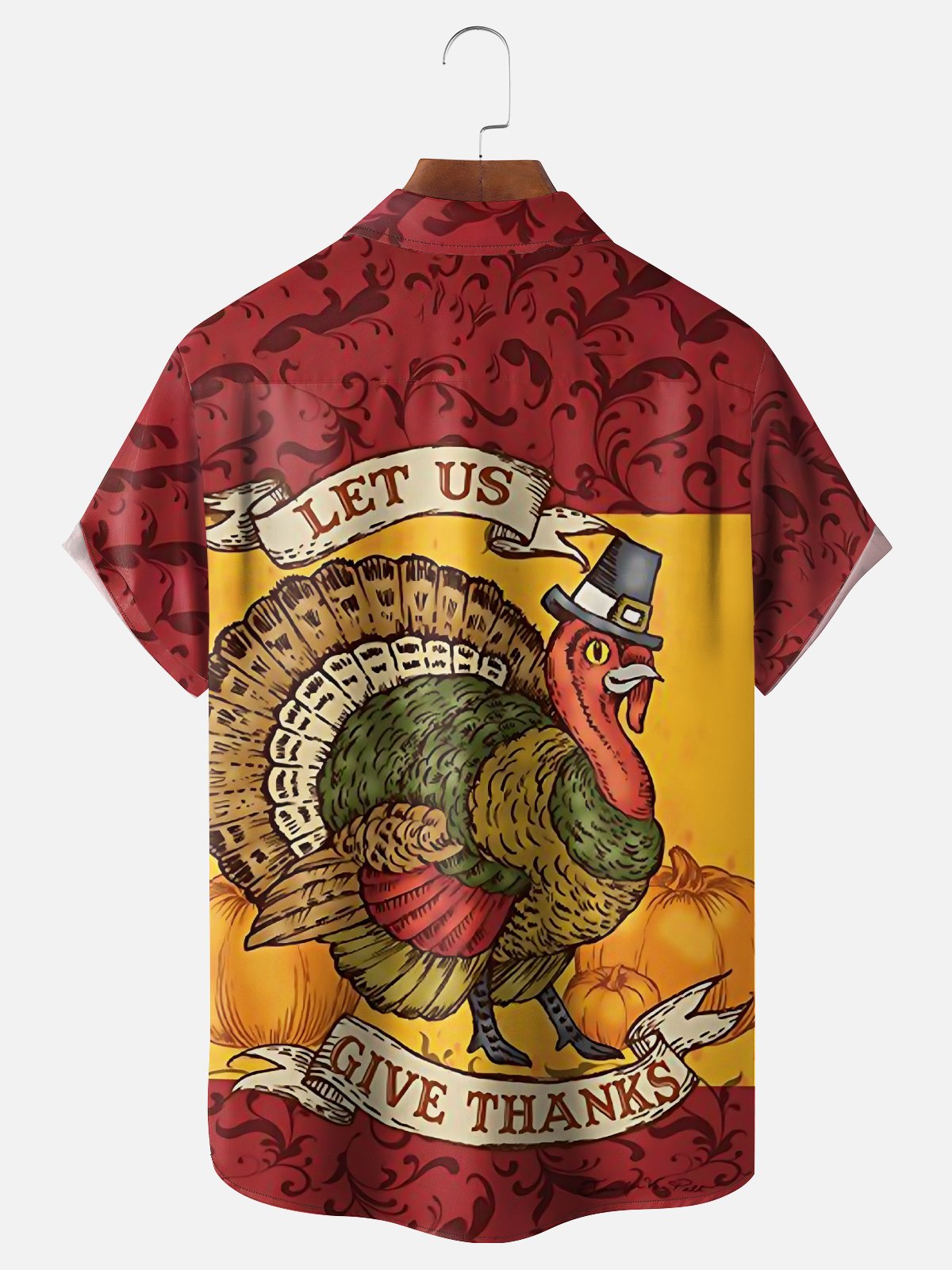 Moisture-wicking Thanksgiving Turkey Vintage Chest Pocket Casual Shirt