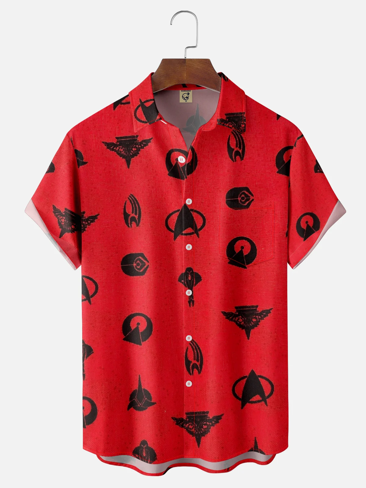 Moisture-Wicking Star Trek Logo Starship Troopers Chest Pocket Hawaiian Shirt