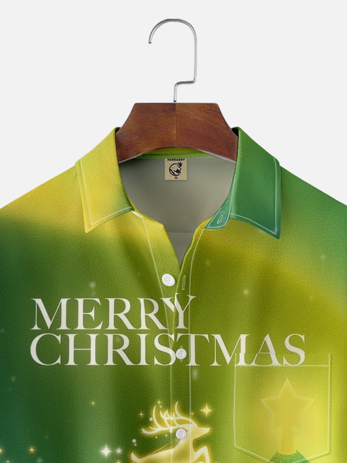 Moisture-wicking Christmas Tree Elk Merry Christmas Chest Pocket Casual Shirt