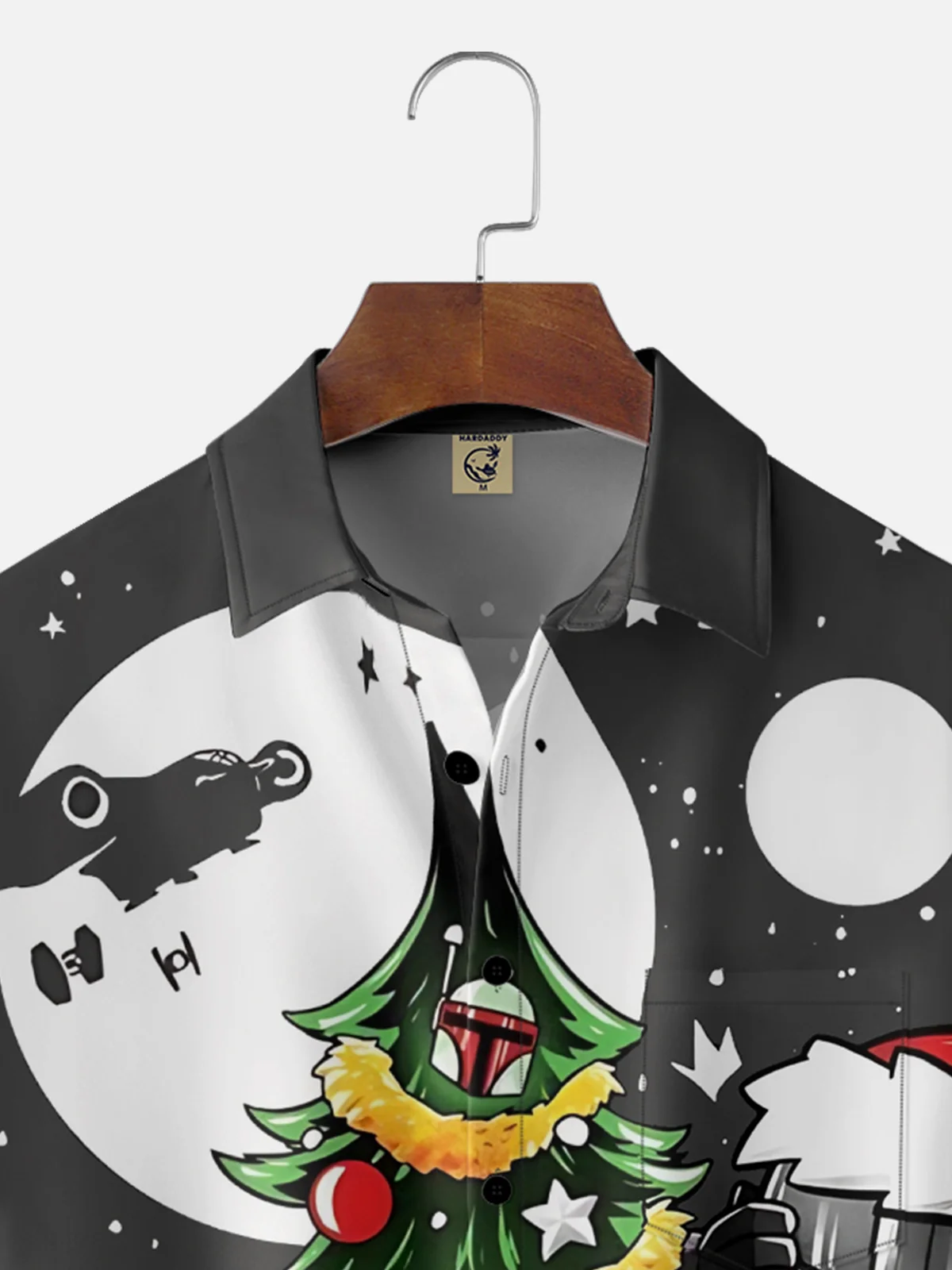 Moisture-Wicking Star Mandalorian Christmas Tree Pocket Hawaiian Shirt