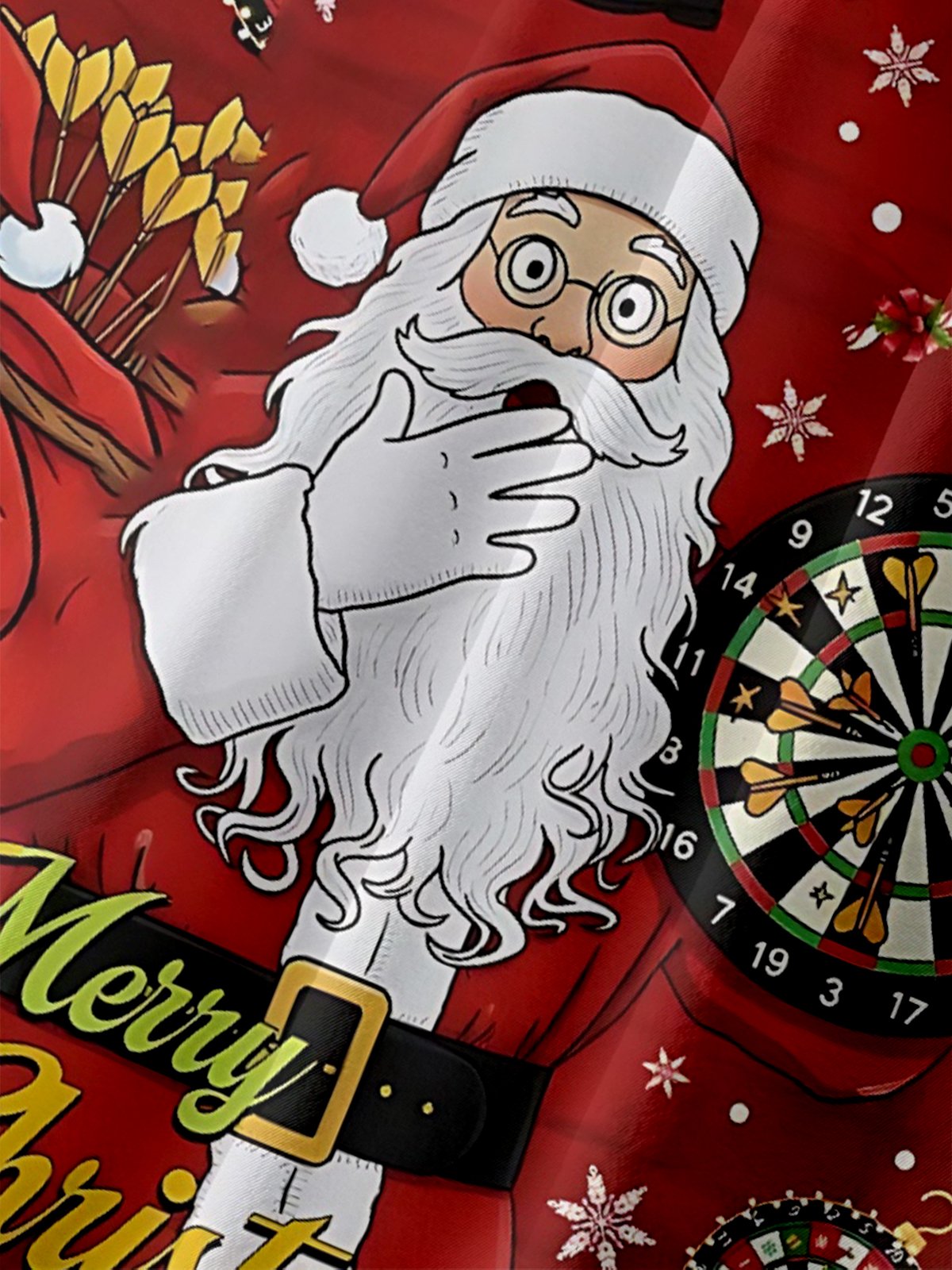 Moisture Wicking Santa Claus Darts Chest Pocket Holiday Shirt
