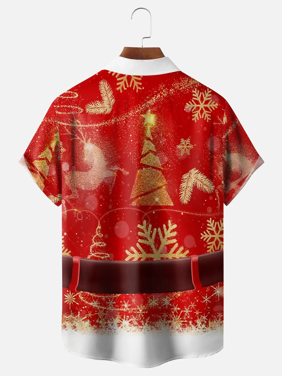 Moisture Wicking Christmas Decorations Christmas Tree Reindeer Chest Pocket Hawaiian Shirt