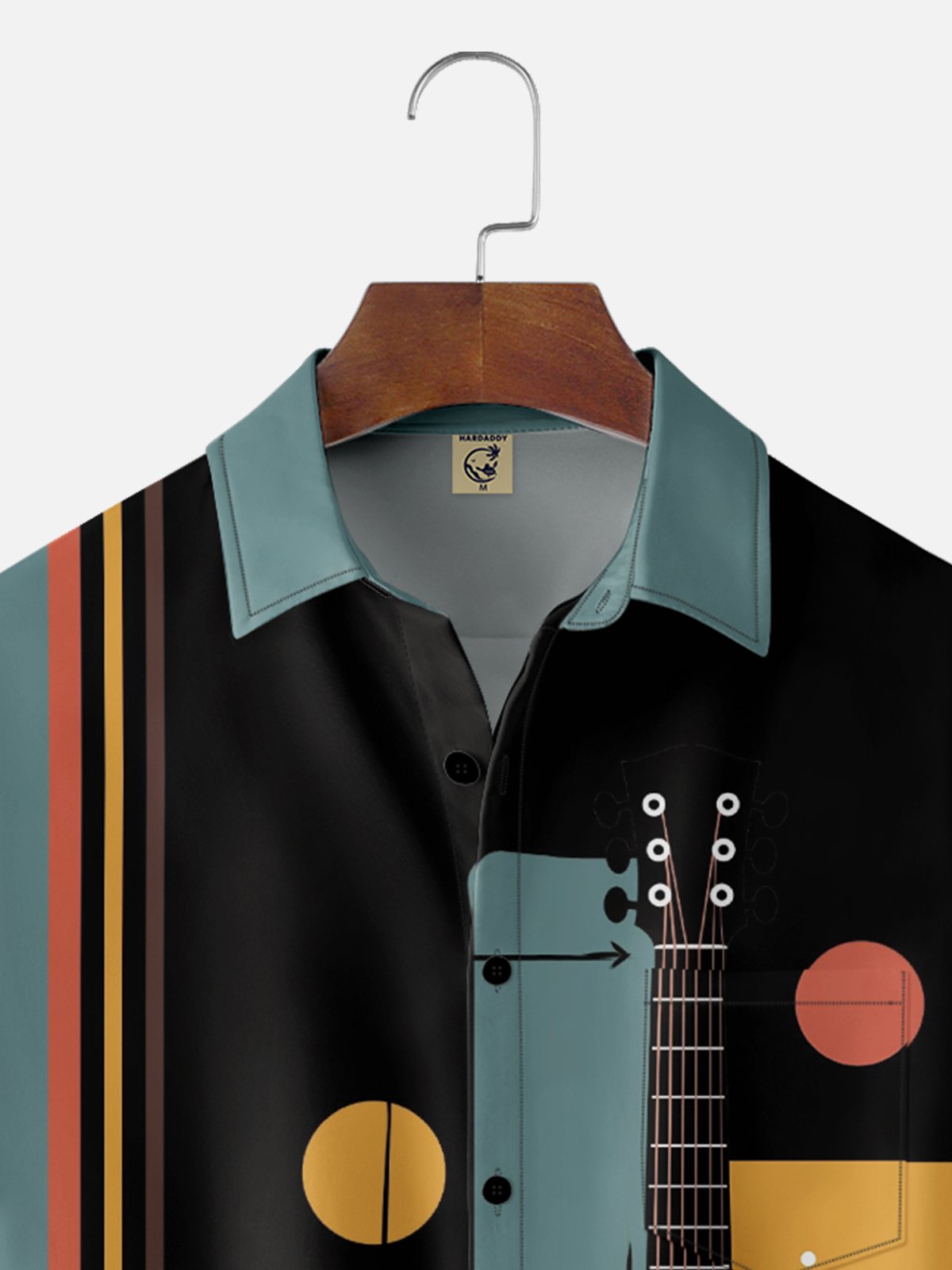 Hardady X Boby Berto Moisture-wicking Geomatric Guitar Chest Pocket Casual Shirt