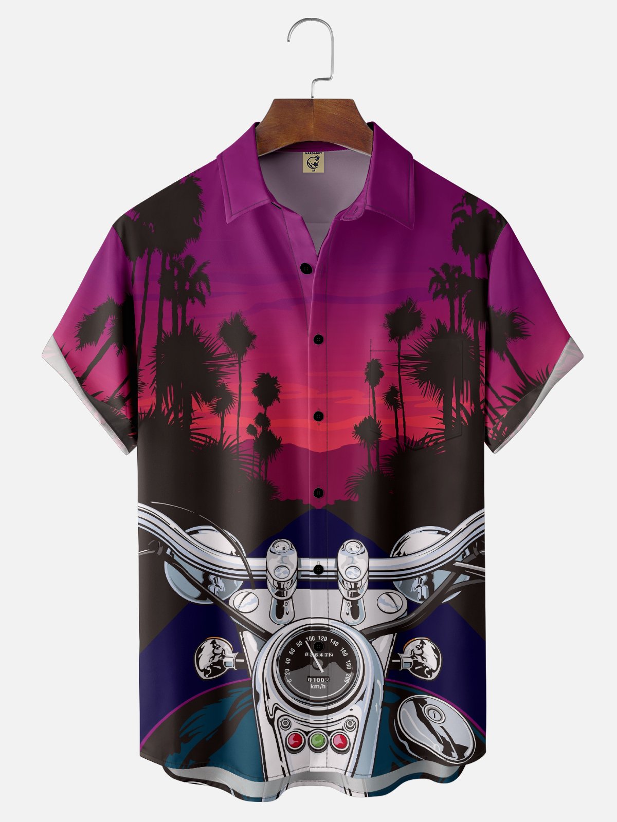 Hardaddy X Larry Blazek Moisture-wicking Tropical Motorcycle Chest Pocket Casual Shirt