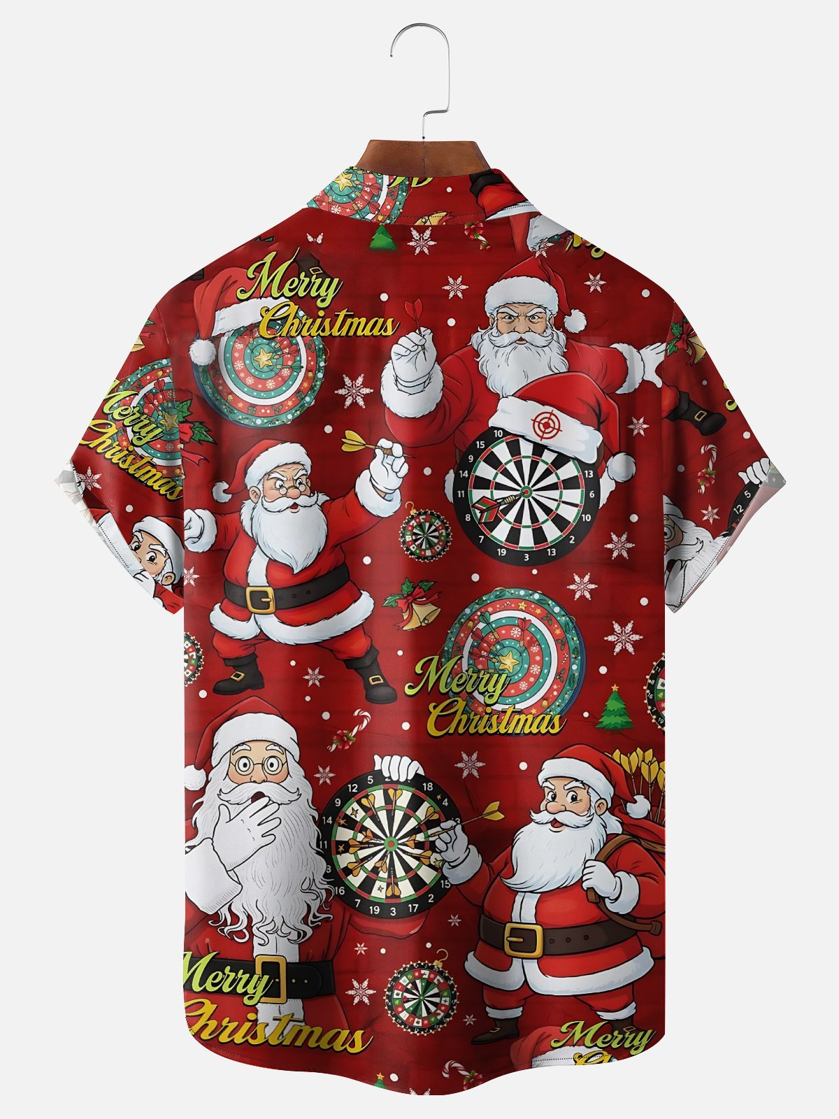 Moisture Wicking Santa Claus Darts Chest Pocket Holiday Shirt