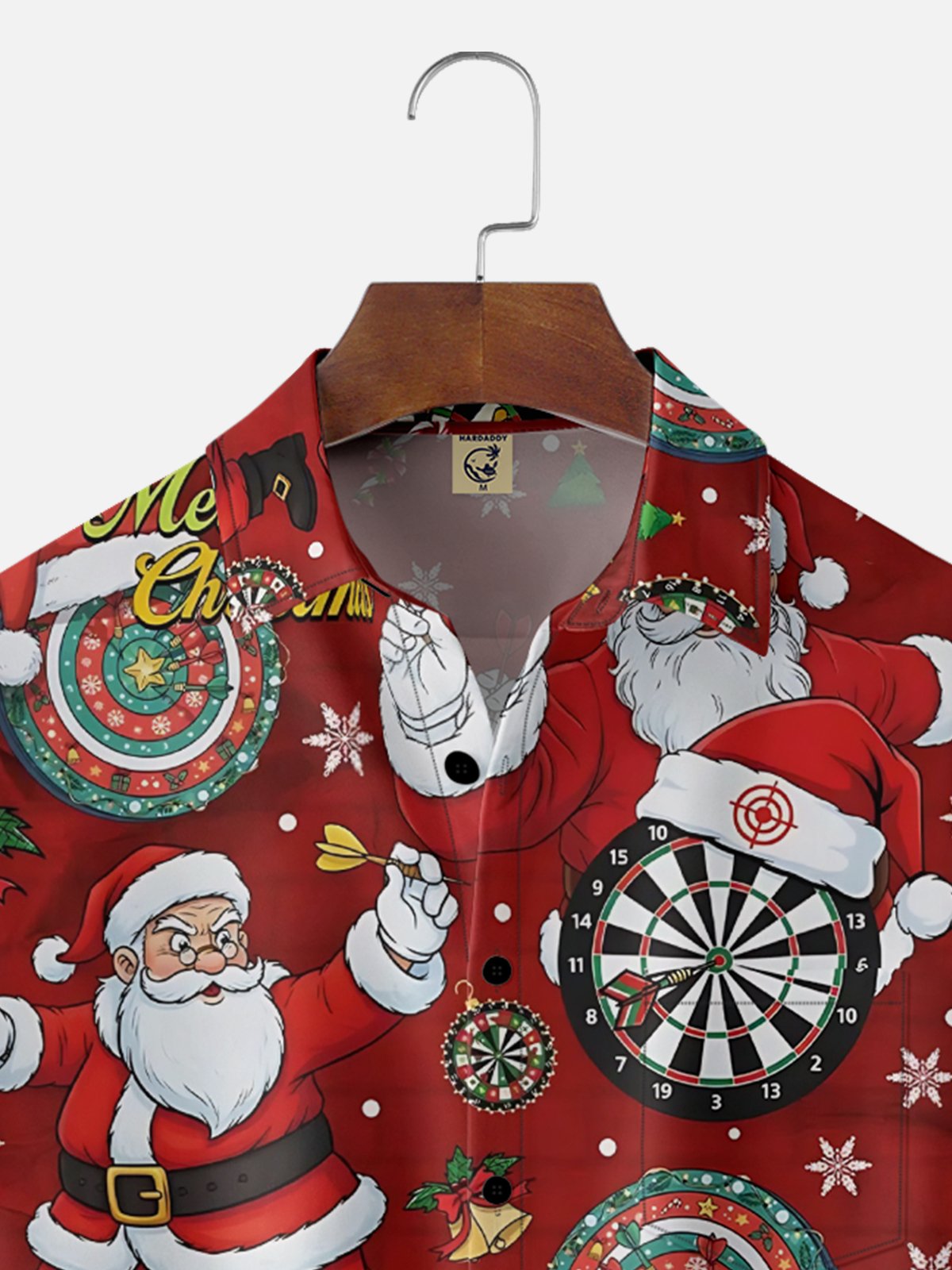 Moisture Wicking Santa Claus Darts Chest Pocket Holiday Shirt