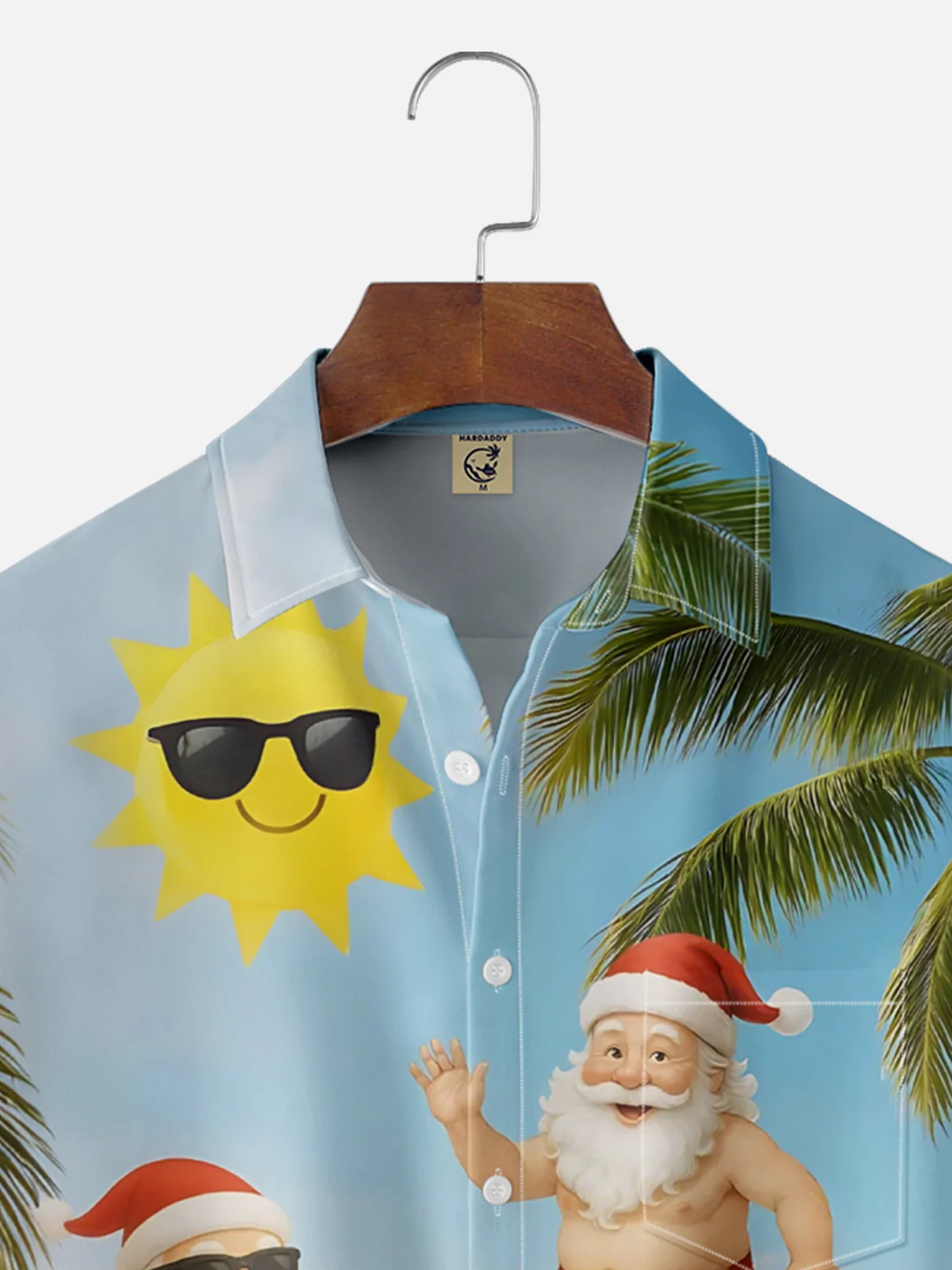 Moisture Wicking Santa Beach Chest Pocket Hawaiian Shirt