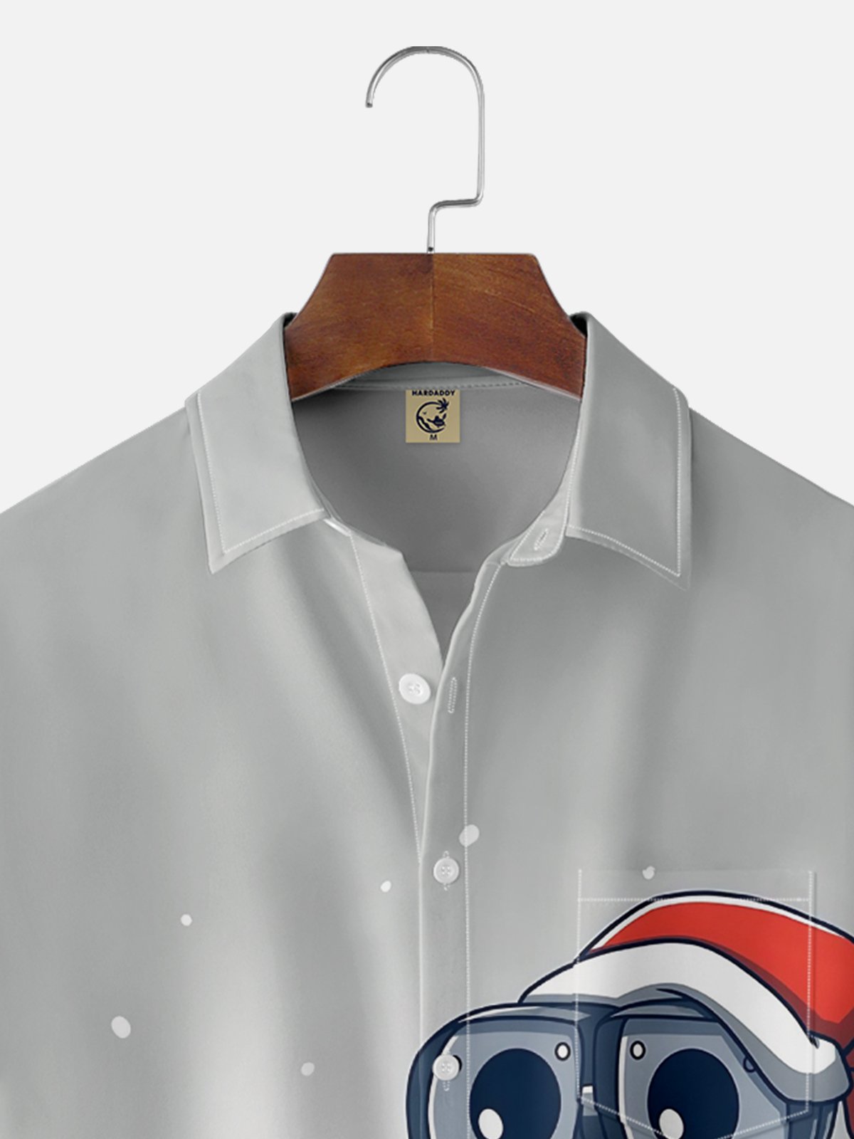 Moisture-Wicking Star Robot Christmas Chest Pocket Hawaiian Shirt