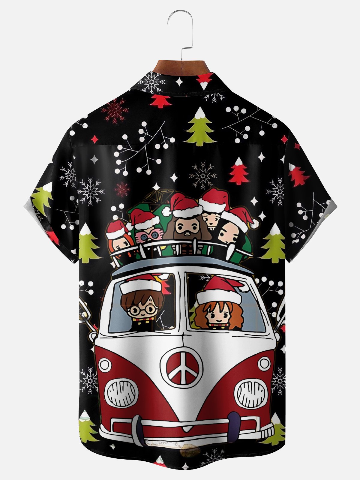 Moisture Wicking Christmas Harry Love and Peace Car Chest Pocket Hawaiian Shirt