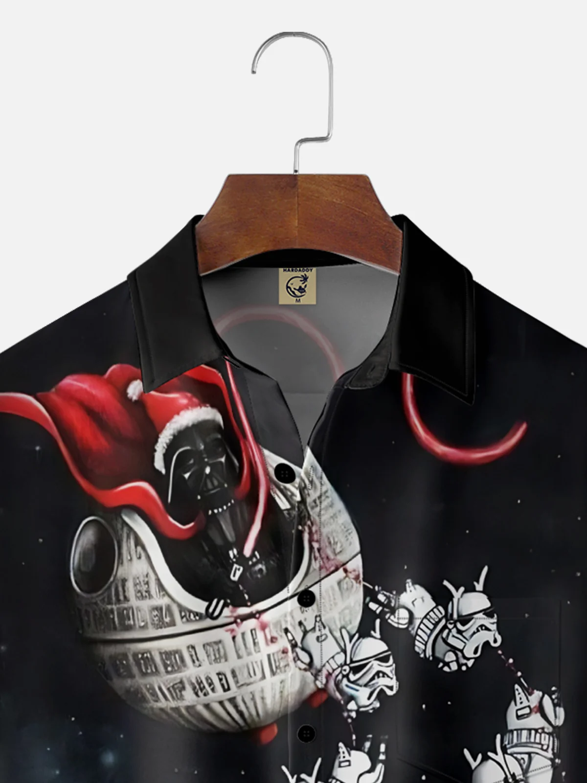 Moisture-Wicking Star Robot Christmas Chest Pocket Hawaiian Shirt