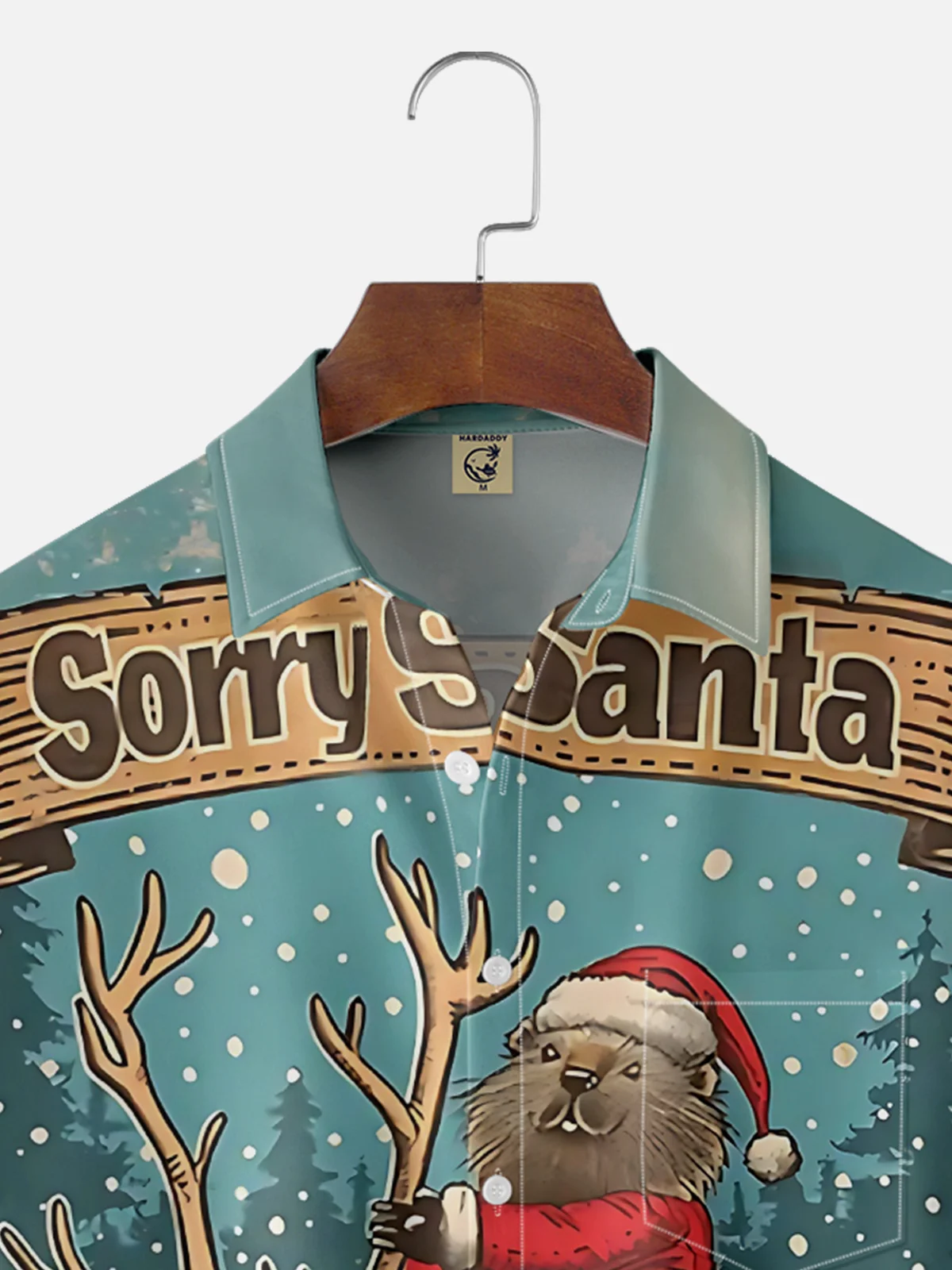 Moisture Wicking Christmas Funny Beaver Riding Elk Chest Pocket Hawaiian Shirt