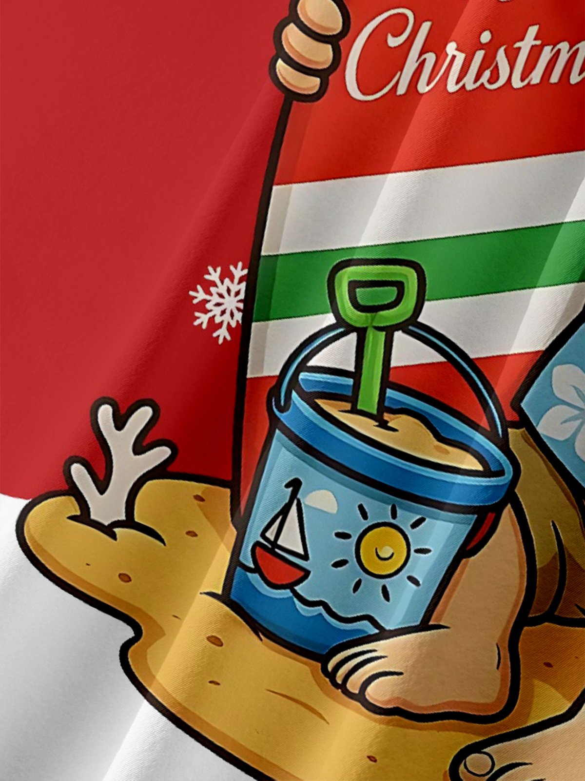 Moisture-Wicking Santa Claus Surfboard Chest Pocket Hawaiian Shirt