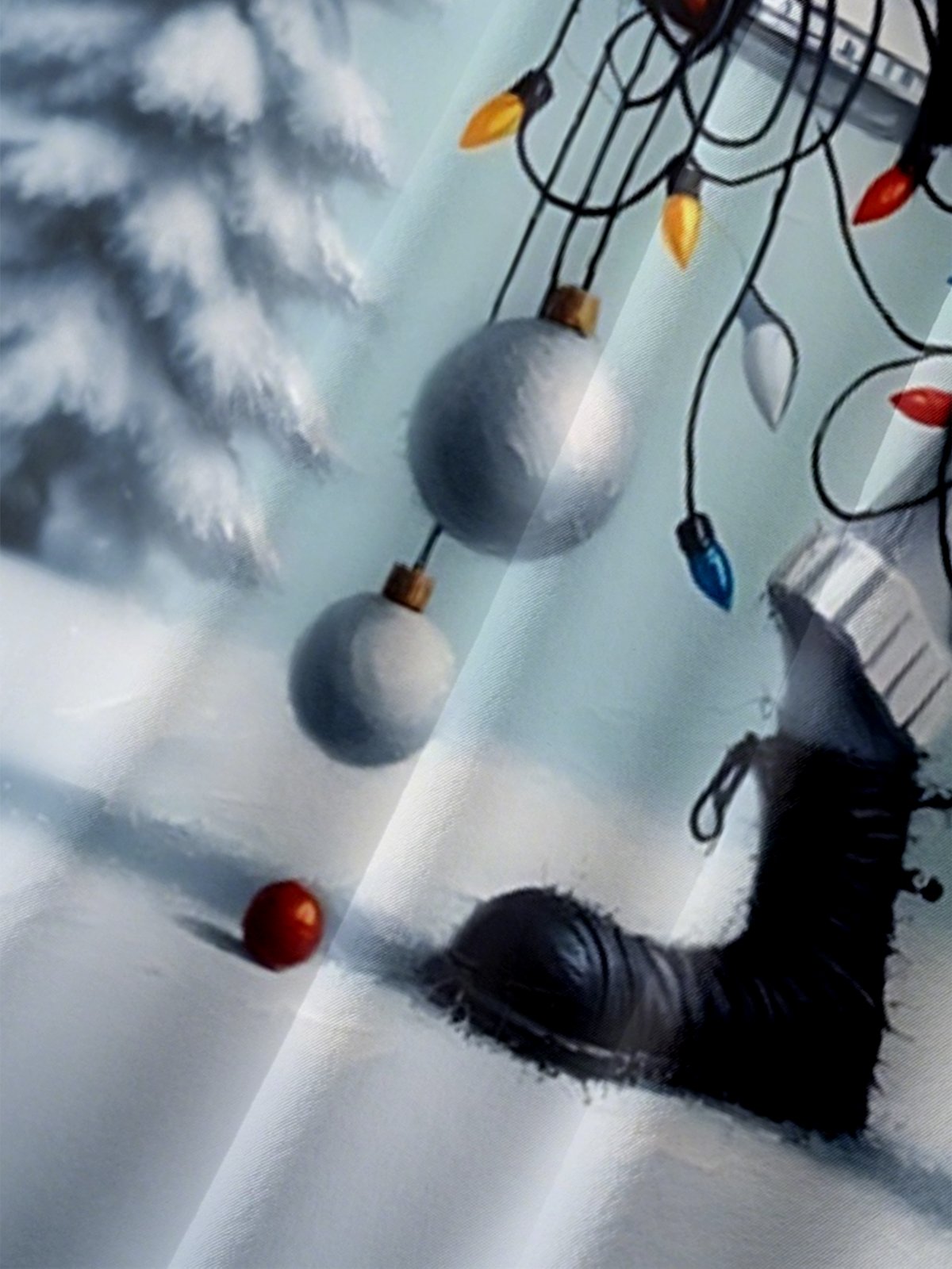 Moisture Wicking Star Christmas Lights Chest Pocket Holiday Shirt