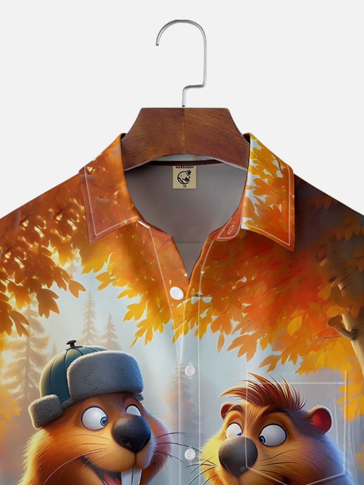 Moisture Wicking Fall Funny Beaver Chest Pocket Hawaiian Shirt