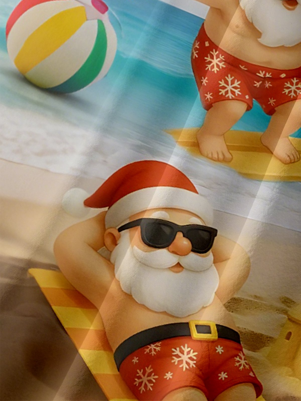 Moisture Wicking Santa Beach Chest Pocket Hawaiian Shirt