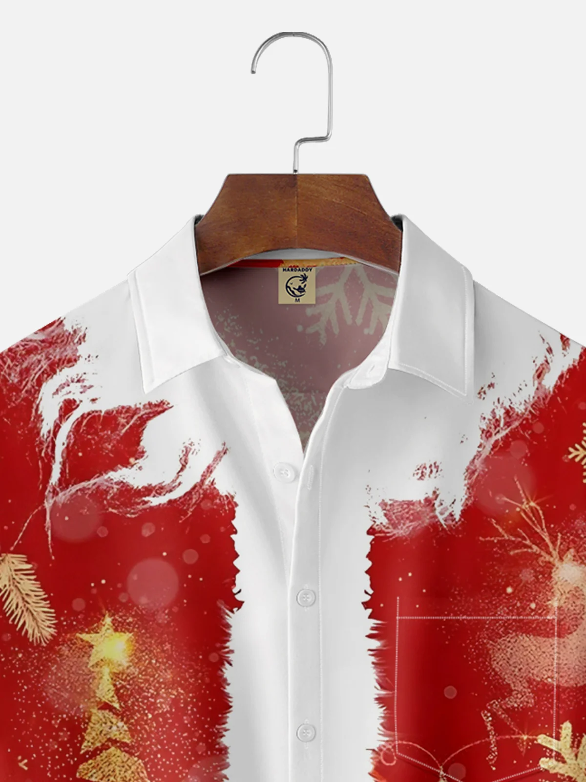 Moisture Wicking Christmas Decorations Christmas Tree Reindeer Chest Pocket Hawaiian Shirt