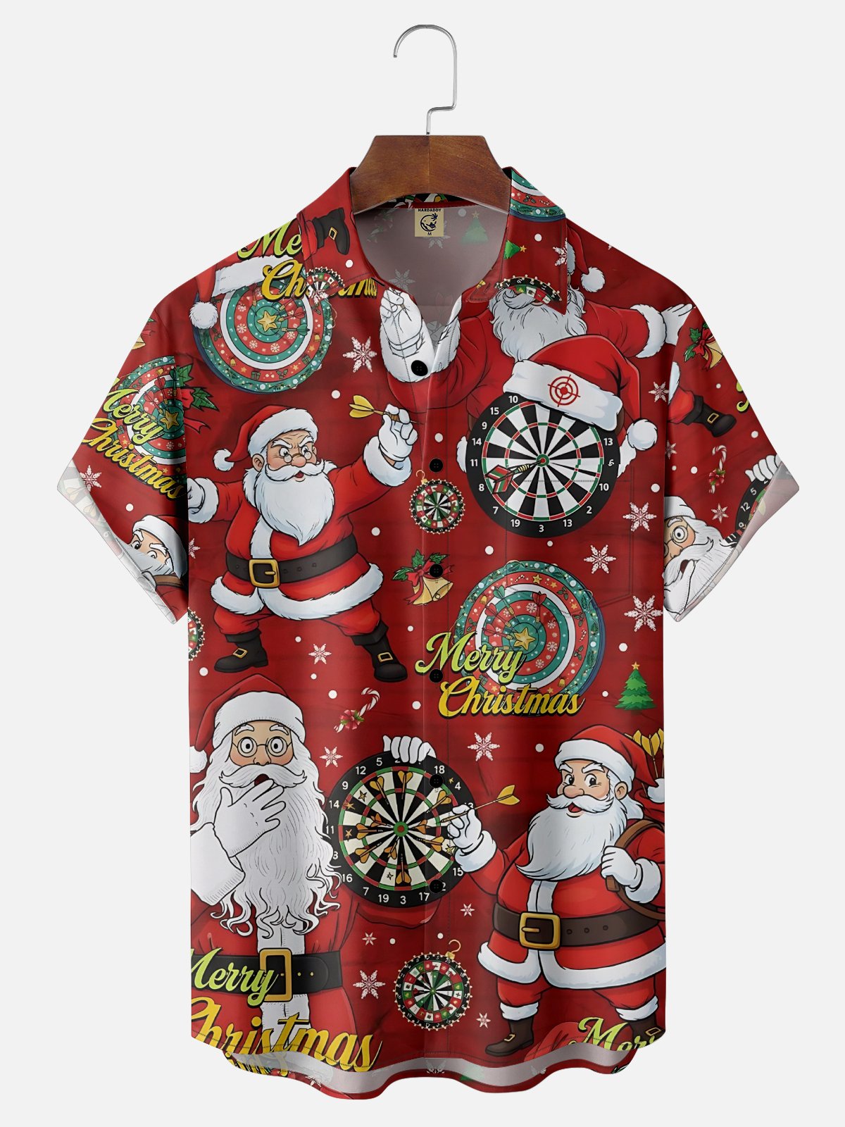 Moisture Wicking Santa Claus Darts Chest Pocket Holiday Shirt