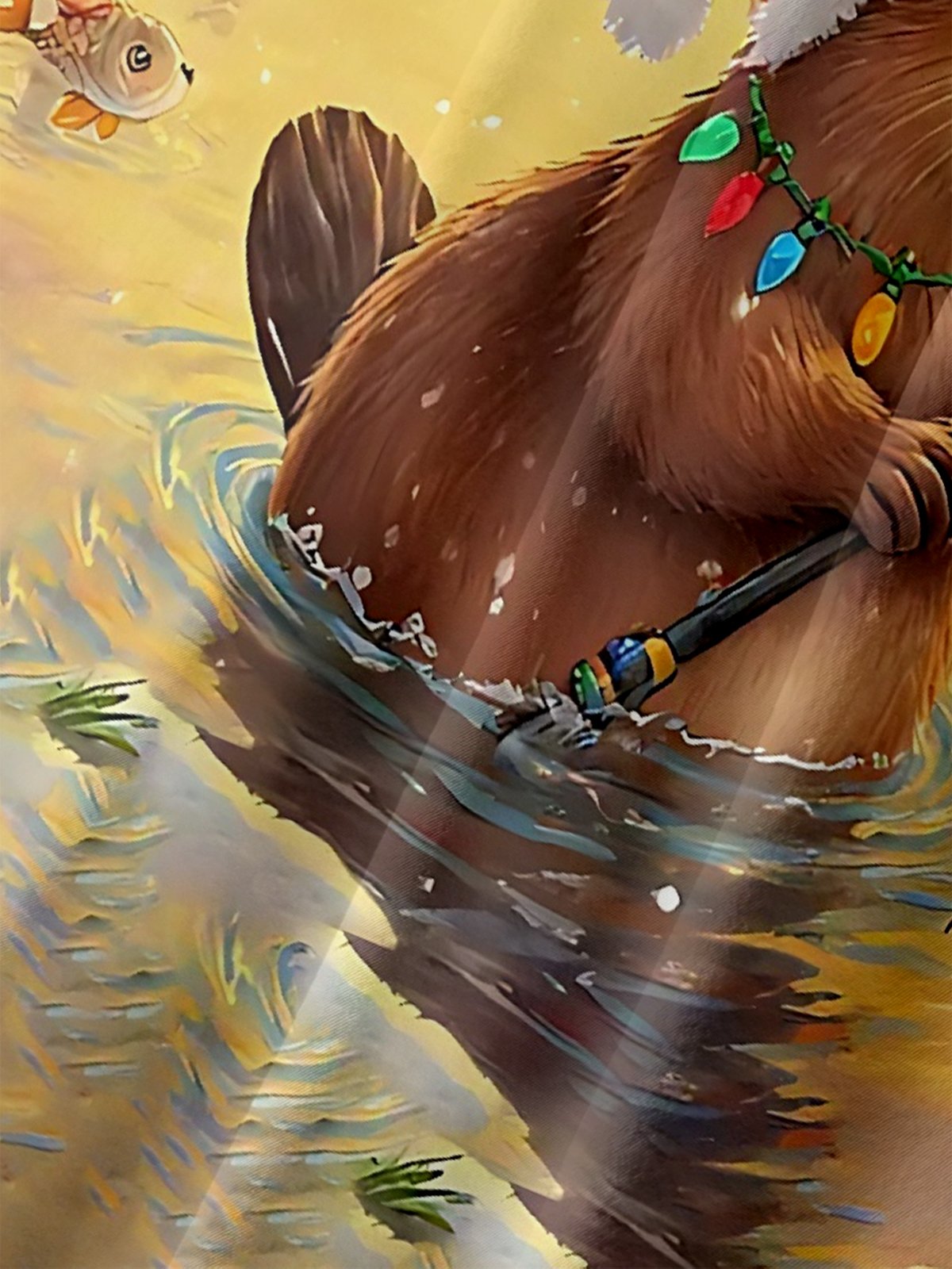 Moisture Wicking Christmas Funny Beaver Fishing Chest Pocket Hawaiian Shirt