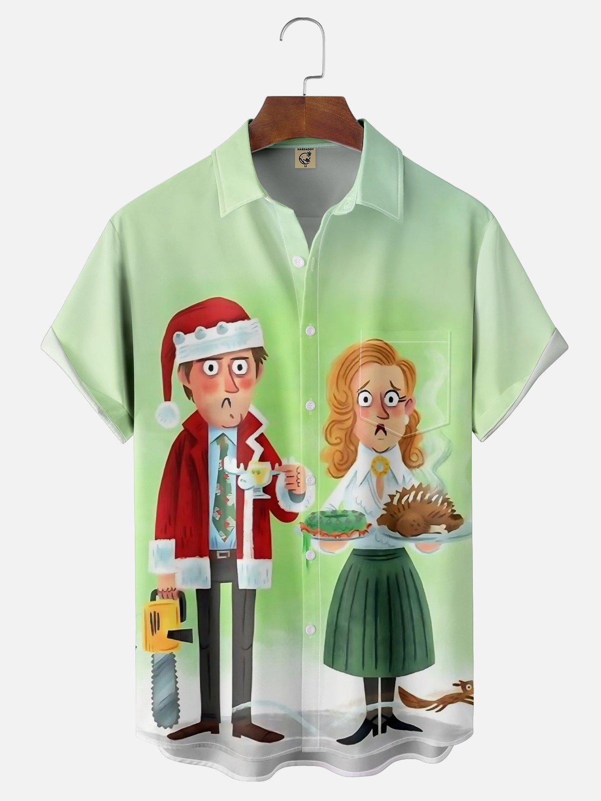 Moisture Wicking Merry Christmas The Office Chest Pocket Hawaiian Shirt