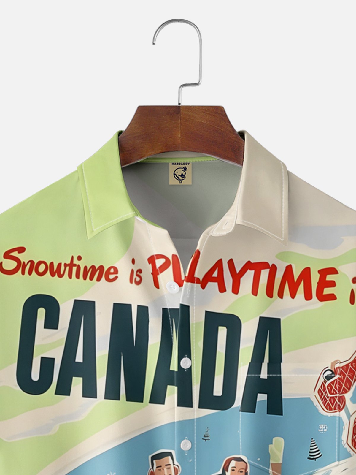 Moisture-wicking Canada Ski Season Vintage Art Chest Pocket Casual Shirt