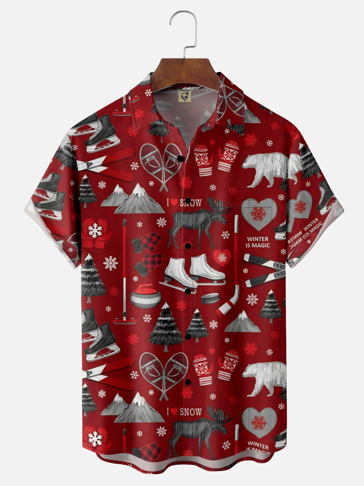 Moisture Wicking Canadian Culture Christmas Snowflake Maple Leaf Animal Chest Pocket Hawaiian Shirt