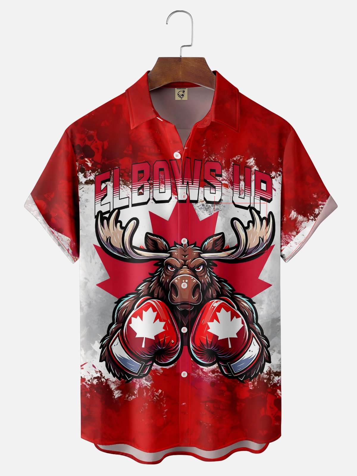 Moisture-wicking Canada Reindeer Elbows Up Chest Pocket Casual Shirt