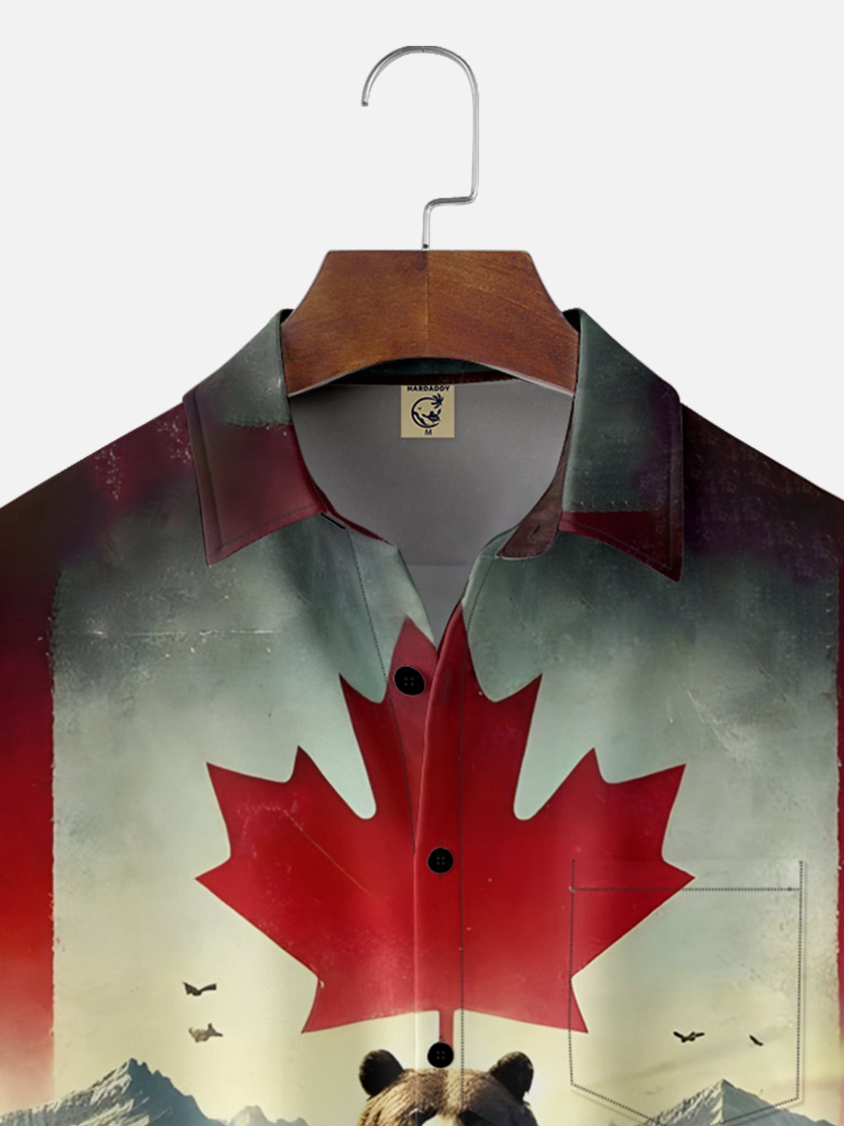 Moisture-wicking Canadian Bear Maple Leaf Chest Pocket Casual Shirt