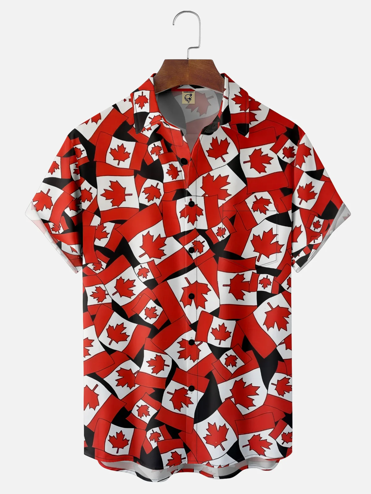 Moisture Wicking Canadian Culture Flag Chest Pocket Hawaiian Shirt