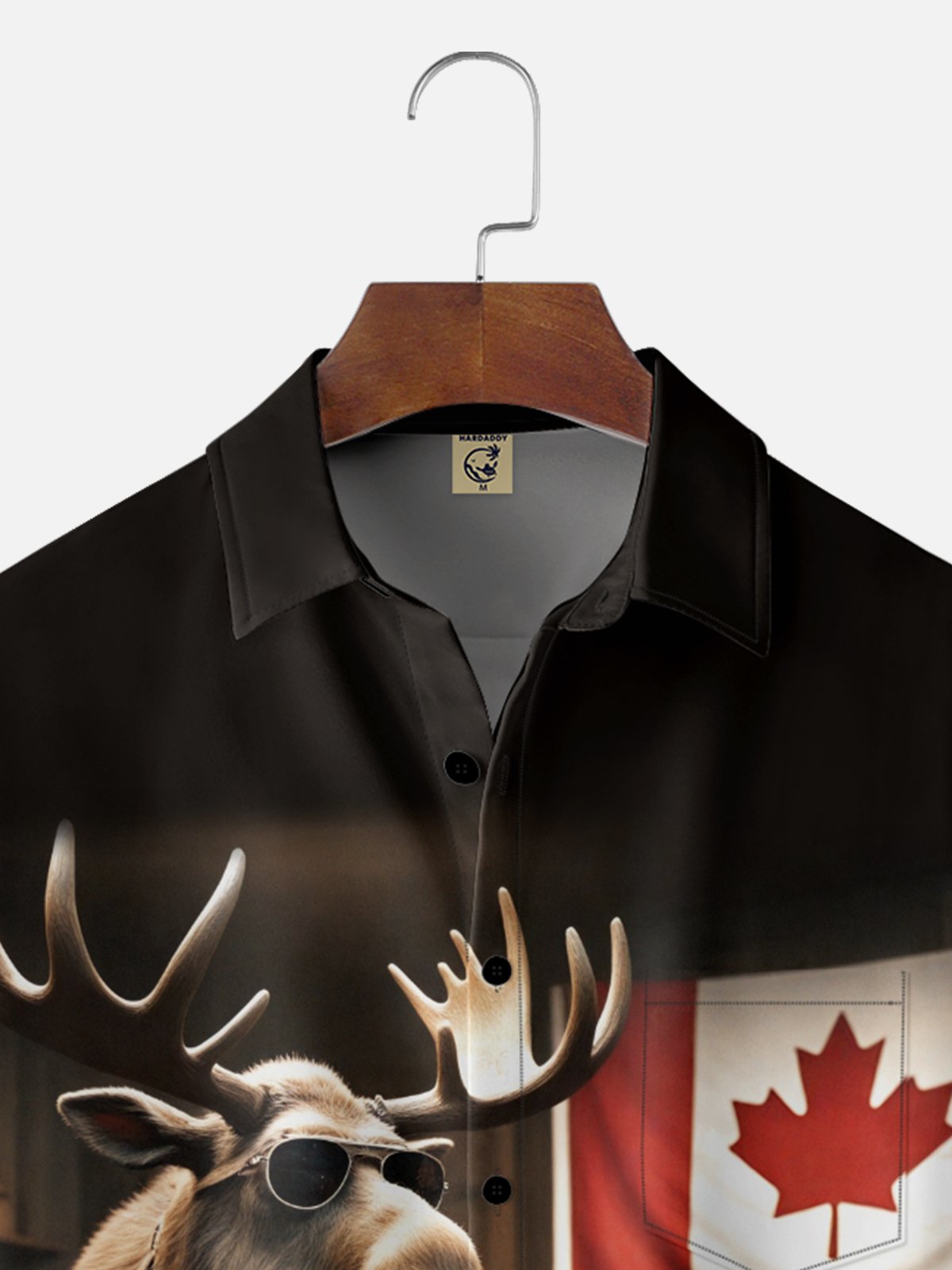 Moisture-wicking Canadian Elk Beaver Guitar Music Chest Pocket Casual Shirt