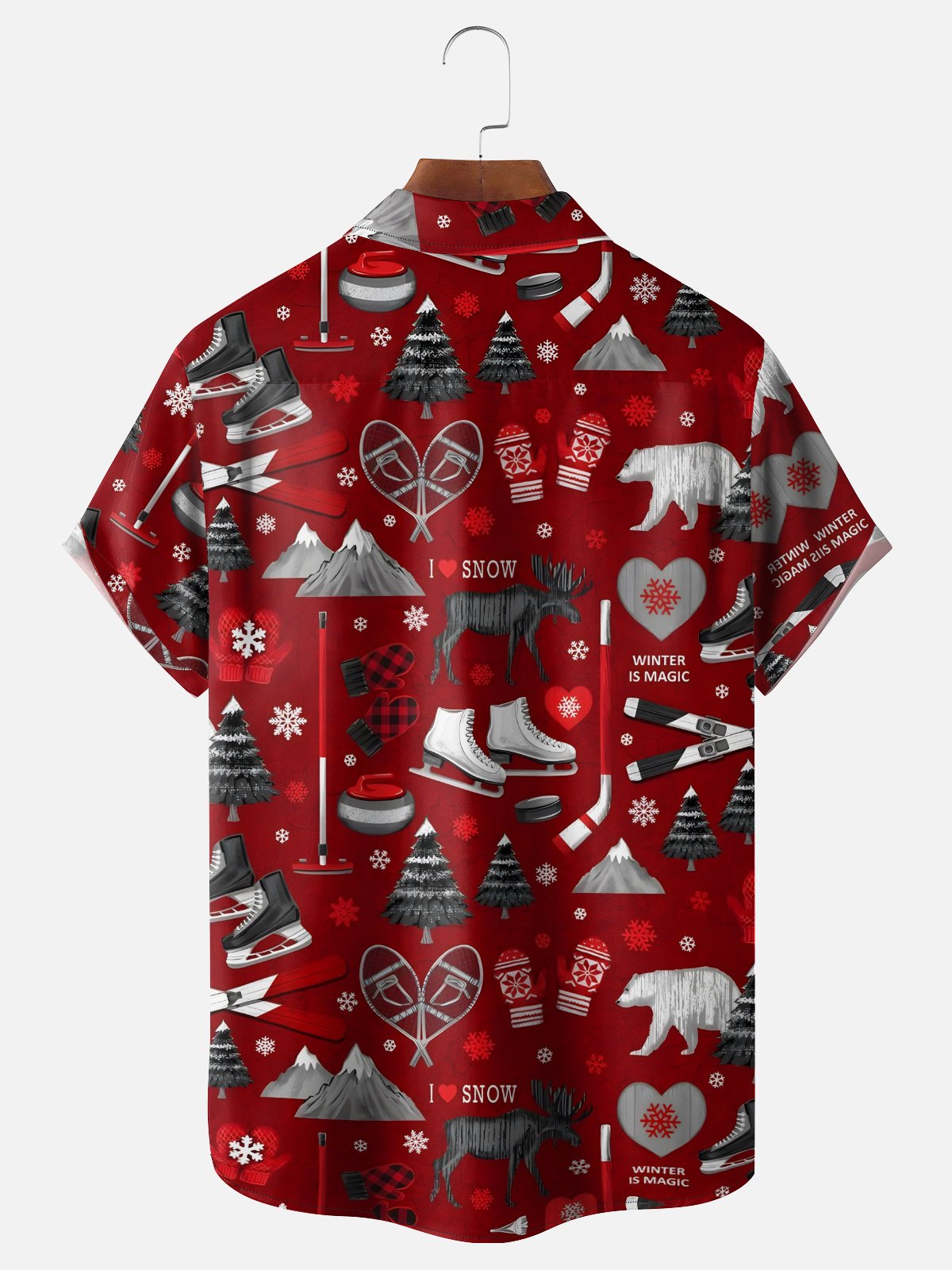 Moisture Wicking Canadian Culture Christmas Snowflake Maple Leaf Animal Chest Pocket Hawaiian Shirt