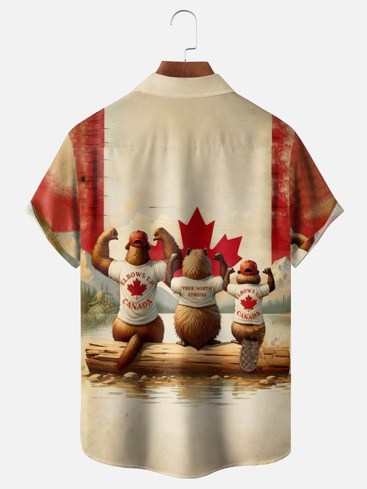 Moisture Wicking Canadian Culture Funny Beaver Chest Pocket Hawaiian Shirt