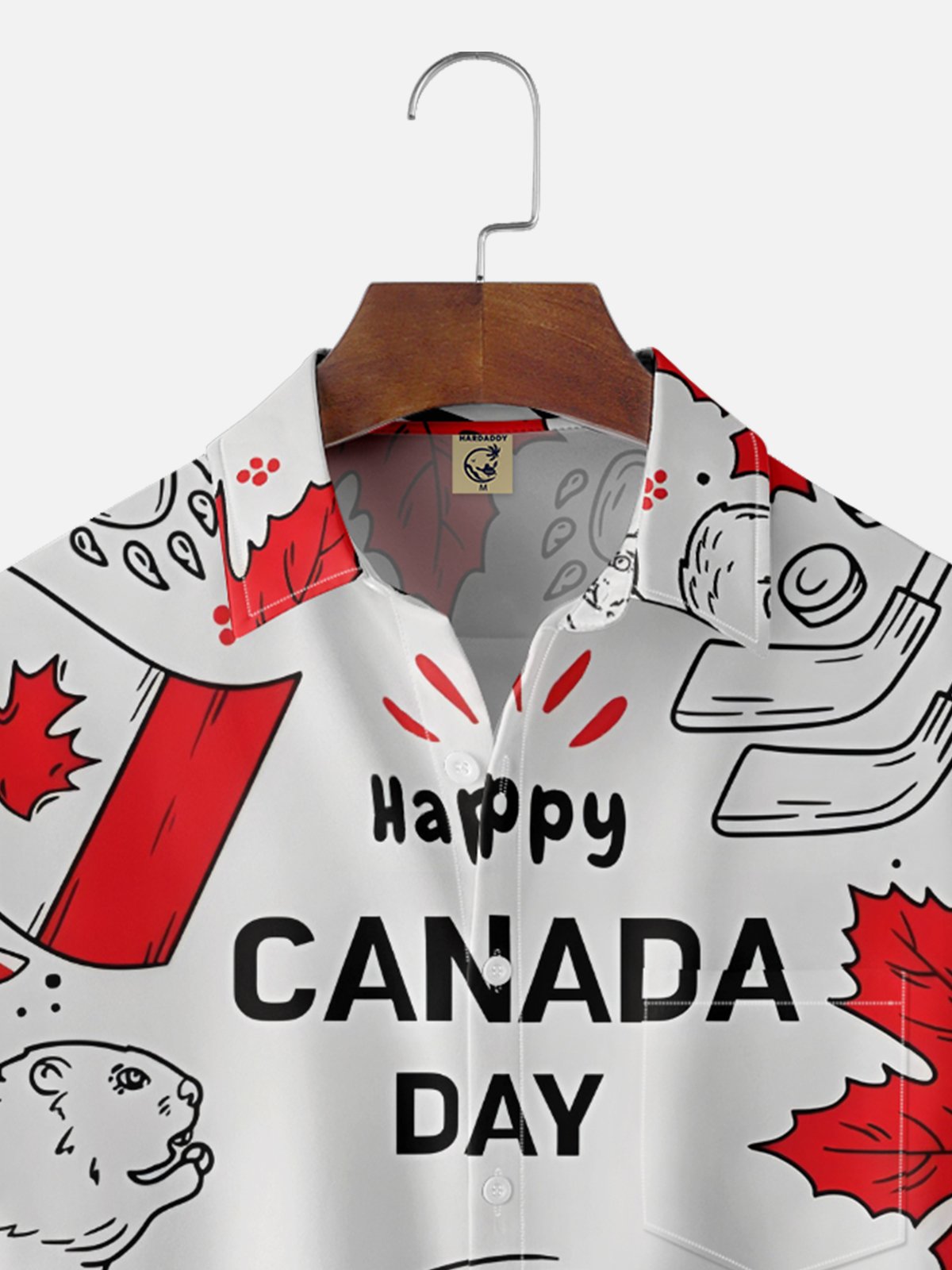 Moisture Wicking Canadian Culture Maple Leaf Squirrel Chest Pocket Hawaiian Shirt