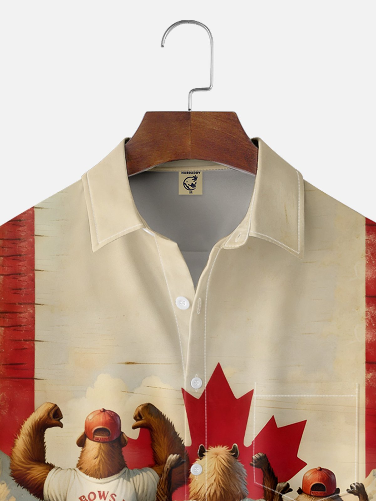 Moisture Wicking Canadian Culture Funny Beaver Chest Pocket Hawaiian Shirt