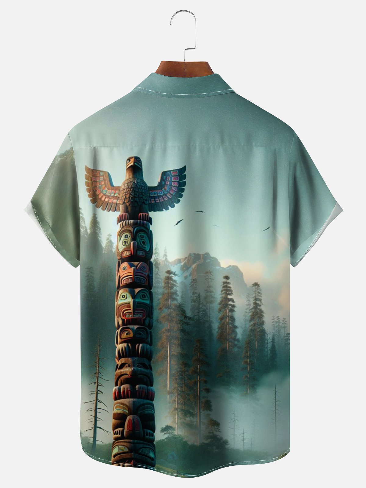 Moisture-wicking Canada Pacific Totem Art Chest Pocket Casual Shirt