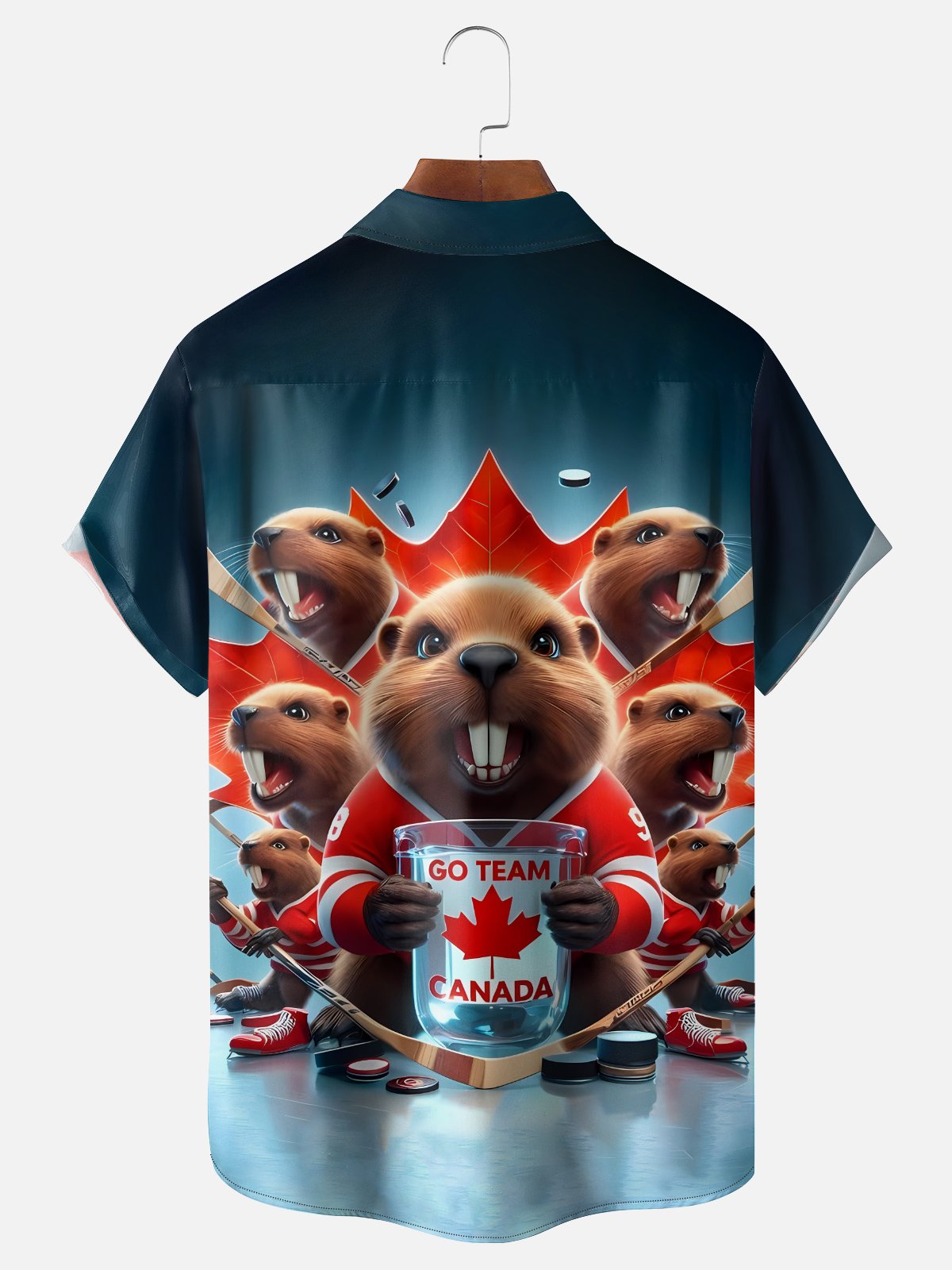 Moisture-wicking Canadian Beaver Maple Leaf Chest Pocket Casual Shirt