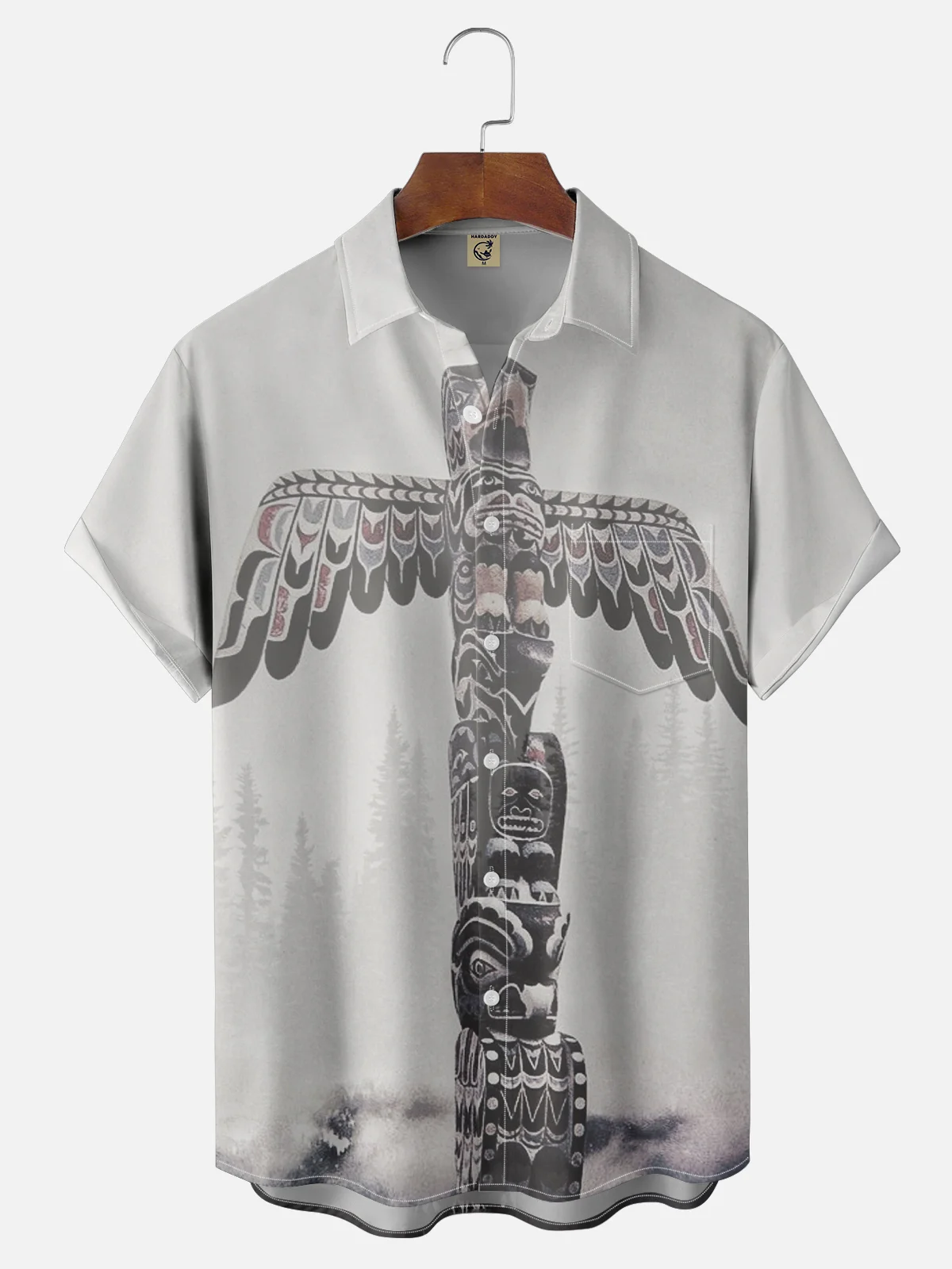 Moisture-wicking Canada Pacific Totem Fun Art Chest Pocket Casual Shirt