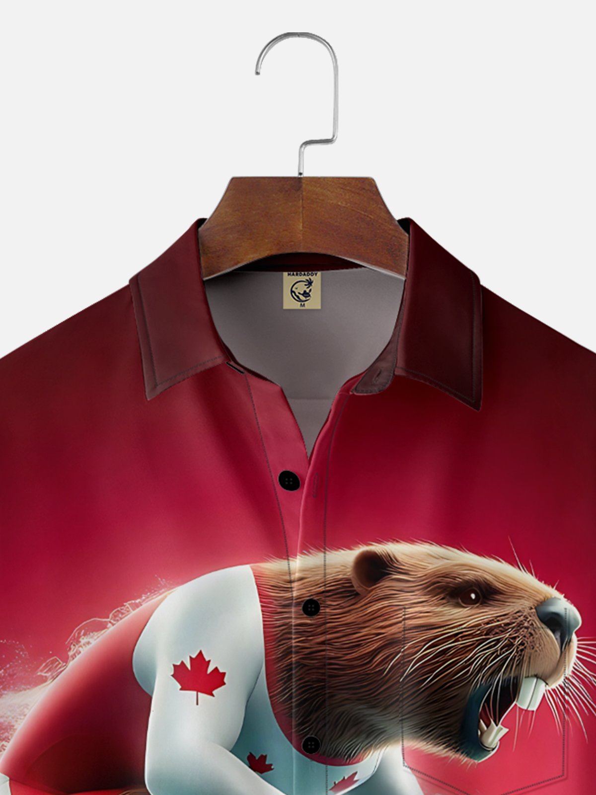 Moisture-Wicking Canadian Gradient Beaver Kayaking Sports Chest Pocket Hawaiian Shirt
