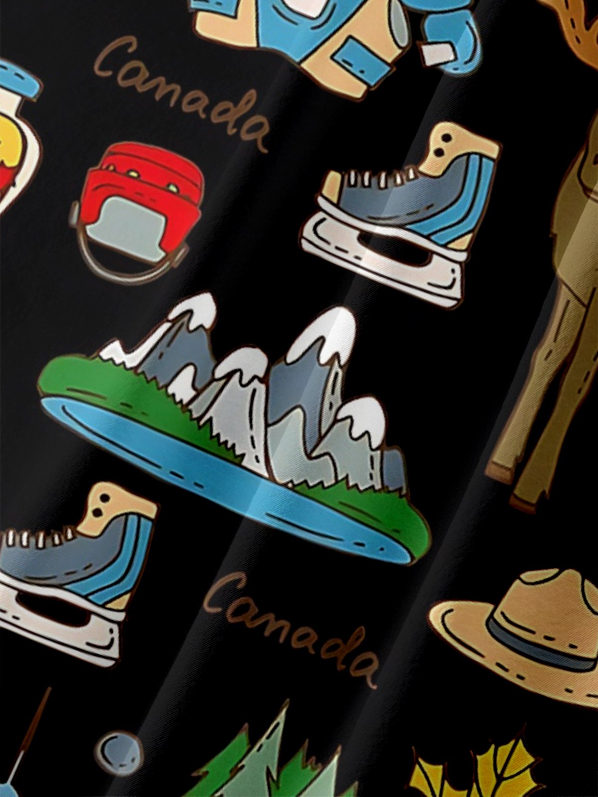 Moisture-Wicking Canadian Culture Beaver Moose Maple Leaf Chest Pocket Hawaiian Shirt