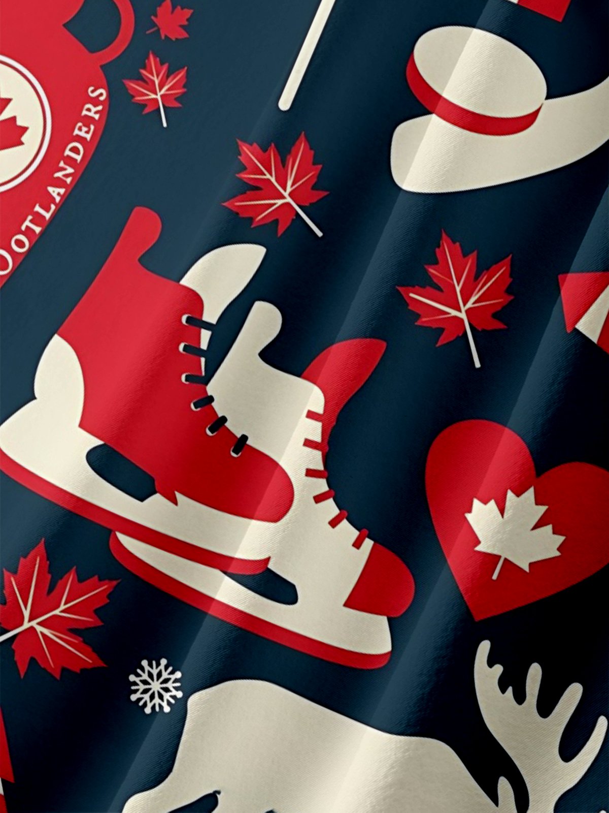 Moisture-Wicking Canadian Culture Moose Maple Leaf Hockey Stick Chest Pocket Hawaiian Shirt